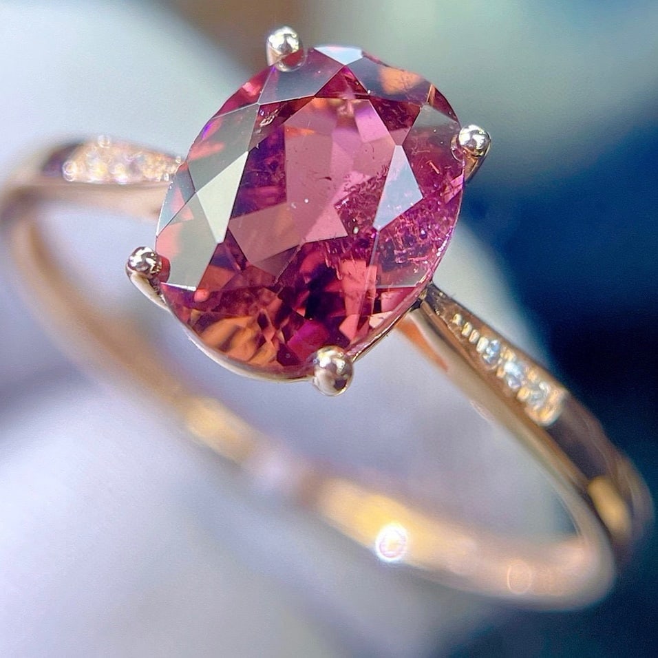 14k Gold 1.5 Ct Natural Tourmaline & Diamond Ring - 5
