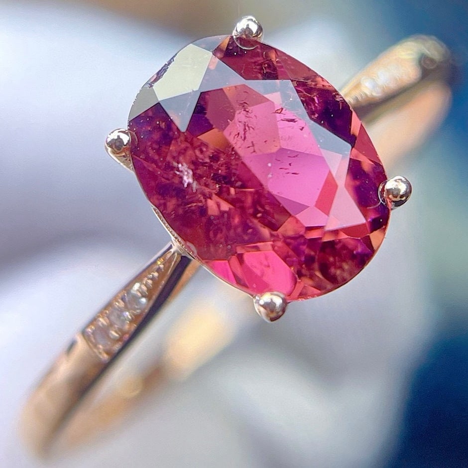 14k Gold 1.5 Ct Natural Tourmaline & Diamond Ring - 6