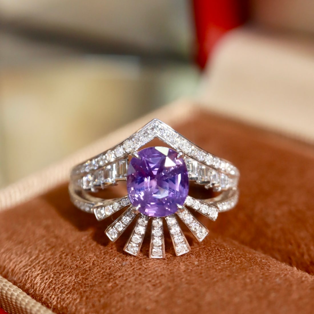14k Gold 2.26 Ctw Natural Sapphire & Diamond Ring: Ref:231178338 // gold content:14k gold // ring size:7. 25us // // main gemstone:sapphire // shape:cushion // carat weight:1. 77ct // color:purple // treatment:natural // // adjacent gemstone 2 :