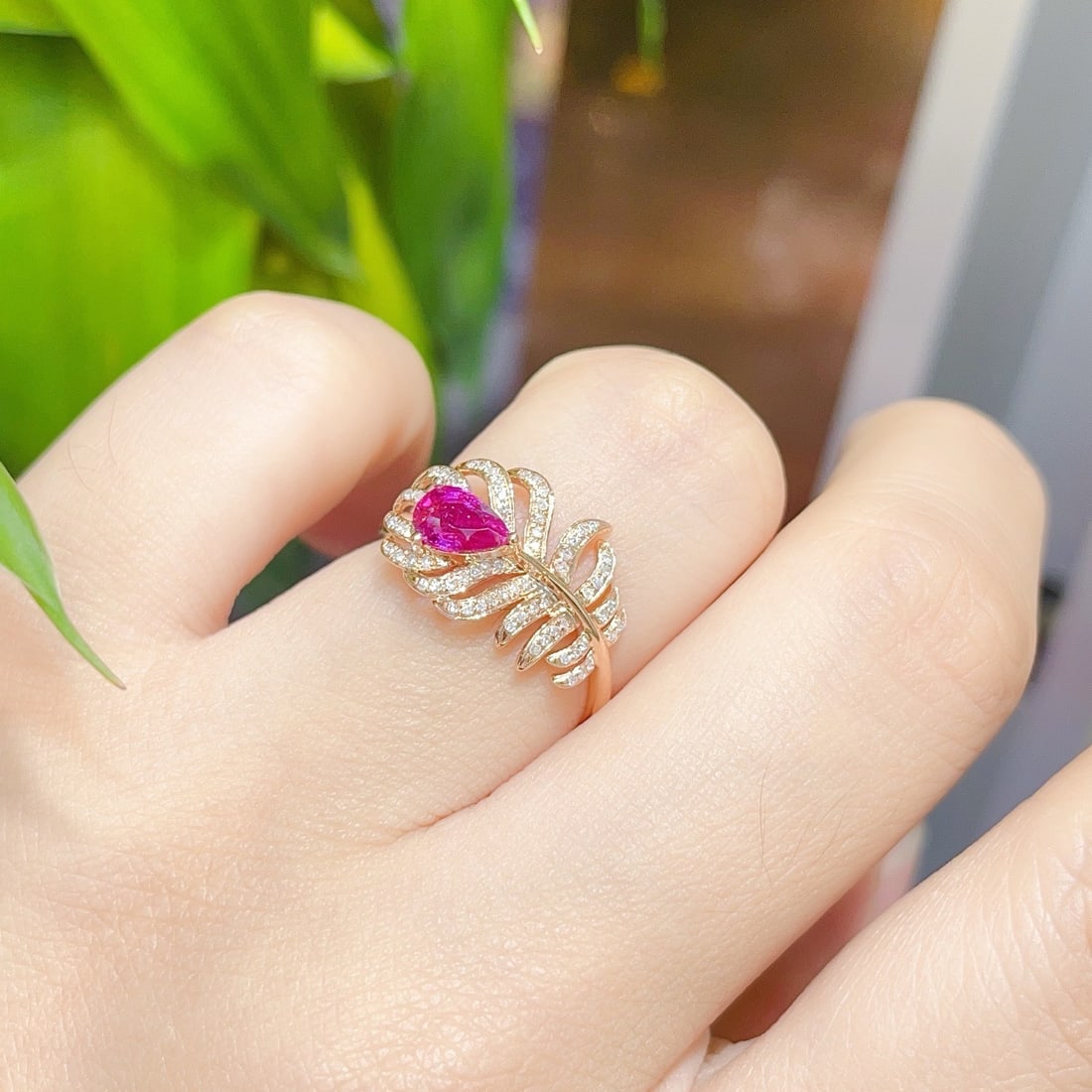 14k Gold 0.65 Ct Natural Ruby & Diamond Ring - 5