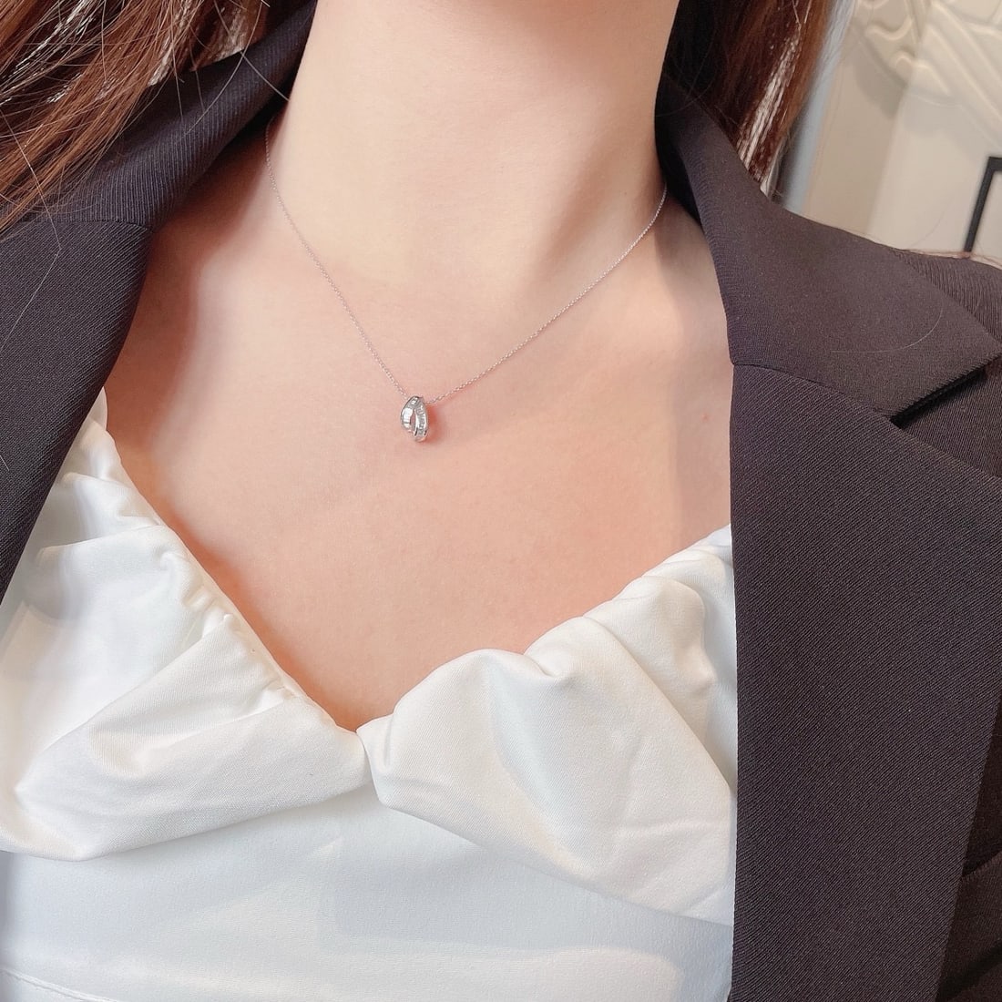 14k Gold 0.13 Ct Natural H Diamond Necklace - 3