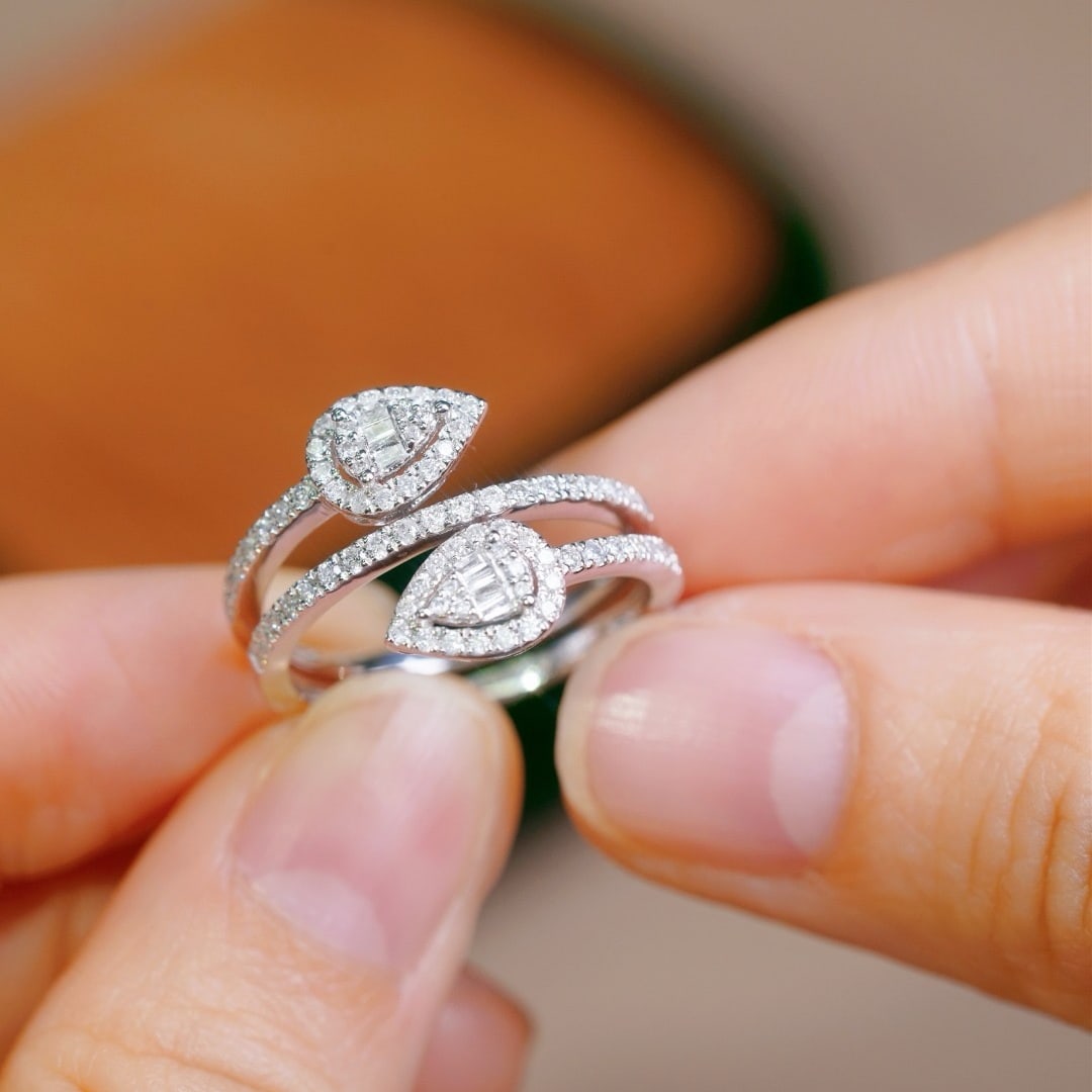 14k Gold 0.50 Ct Natural H Diamond Ring - 4