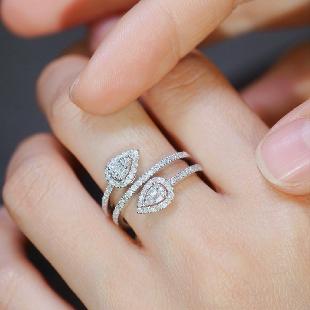 14k Gold 0.50 Ct Natural H Diamond Ring - 5