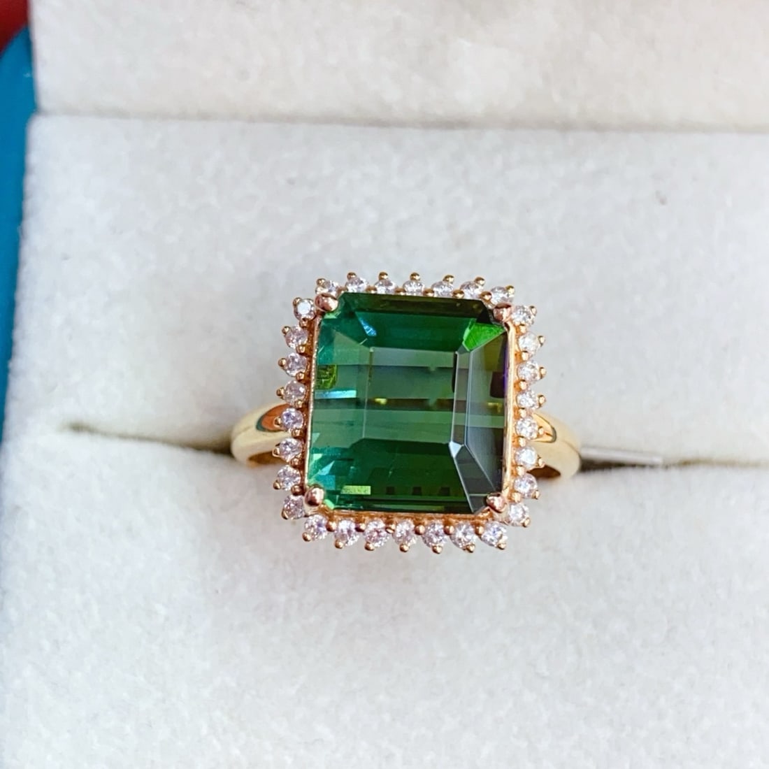 14k Gold 6.9 Ct Natural Tourmaline & Diamond Ring - 3