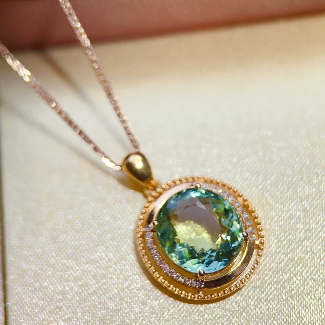 14k Gold 3.57 Ctw Natural Tourmaline & Diamond Pendant( Without Chain ) - 4