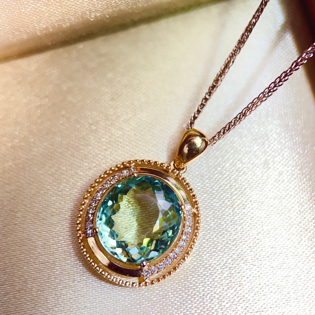 14k Gold 3.57 Ctw Natural Tourmaline & Diamond Pendant( Without Chain ) - 5