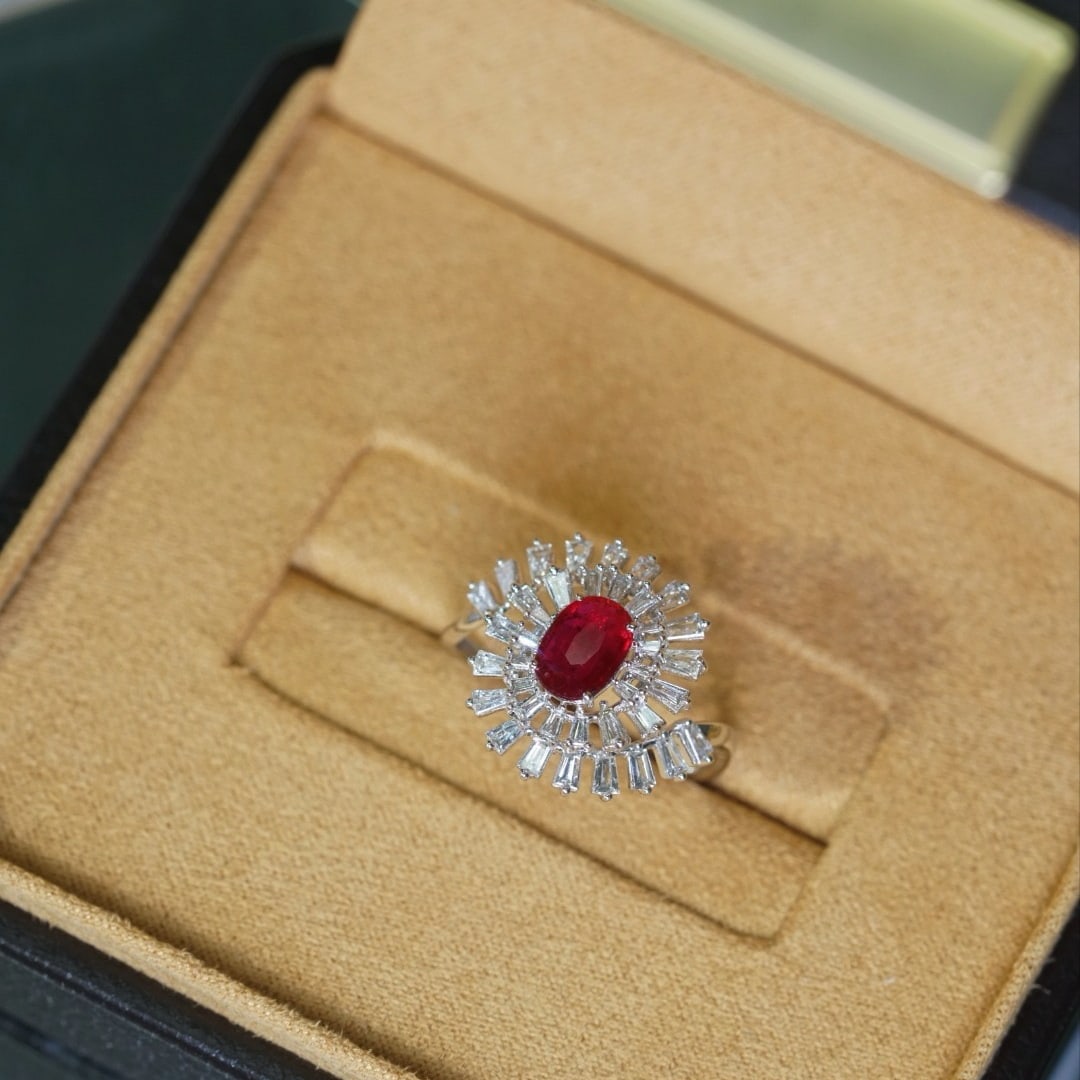 14k Gold 1.60 Ctw Natural Ruby & Diamond Ring - 7