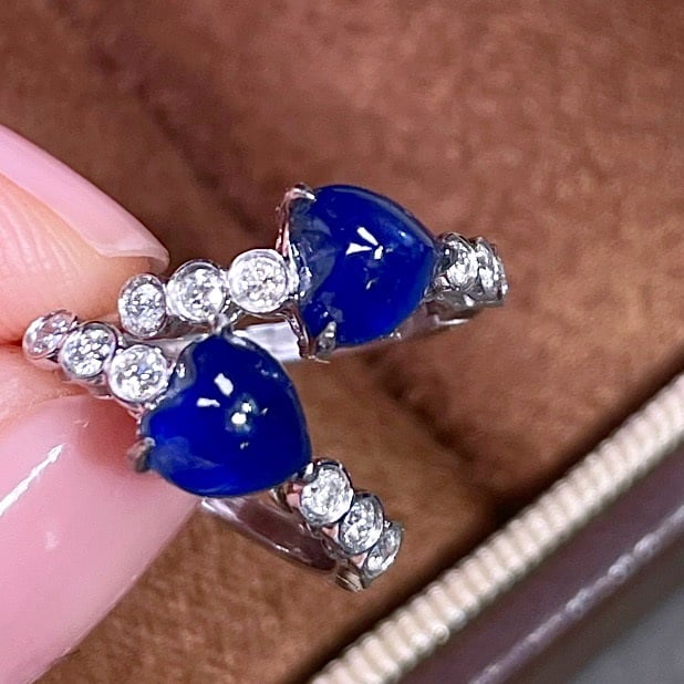 14k Gold 1.70 Ctw Natural Sapphire & Diamond Earrings - 7