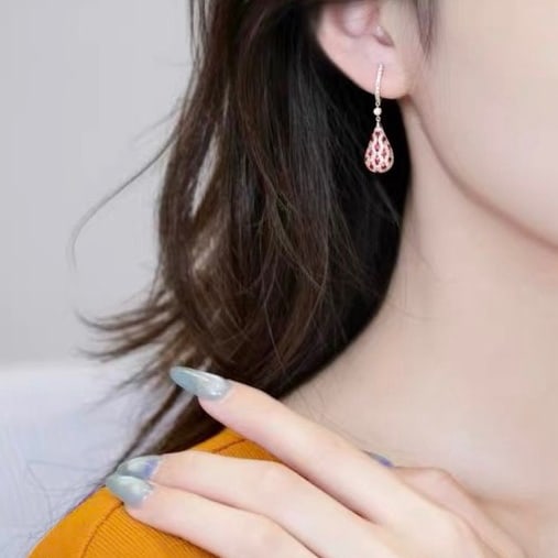 14k Gold 1.5 Ctw Natural Ruby & Diamond Earrings - 6