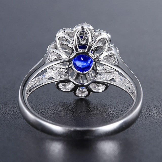 14k Gold 1.11 Ctw Natural Sapphire & Diamond Ring - 4