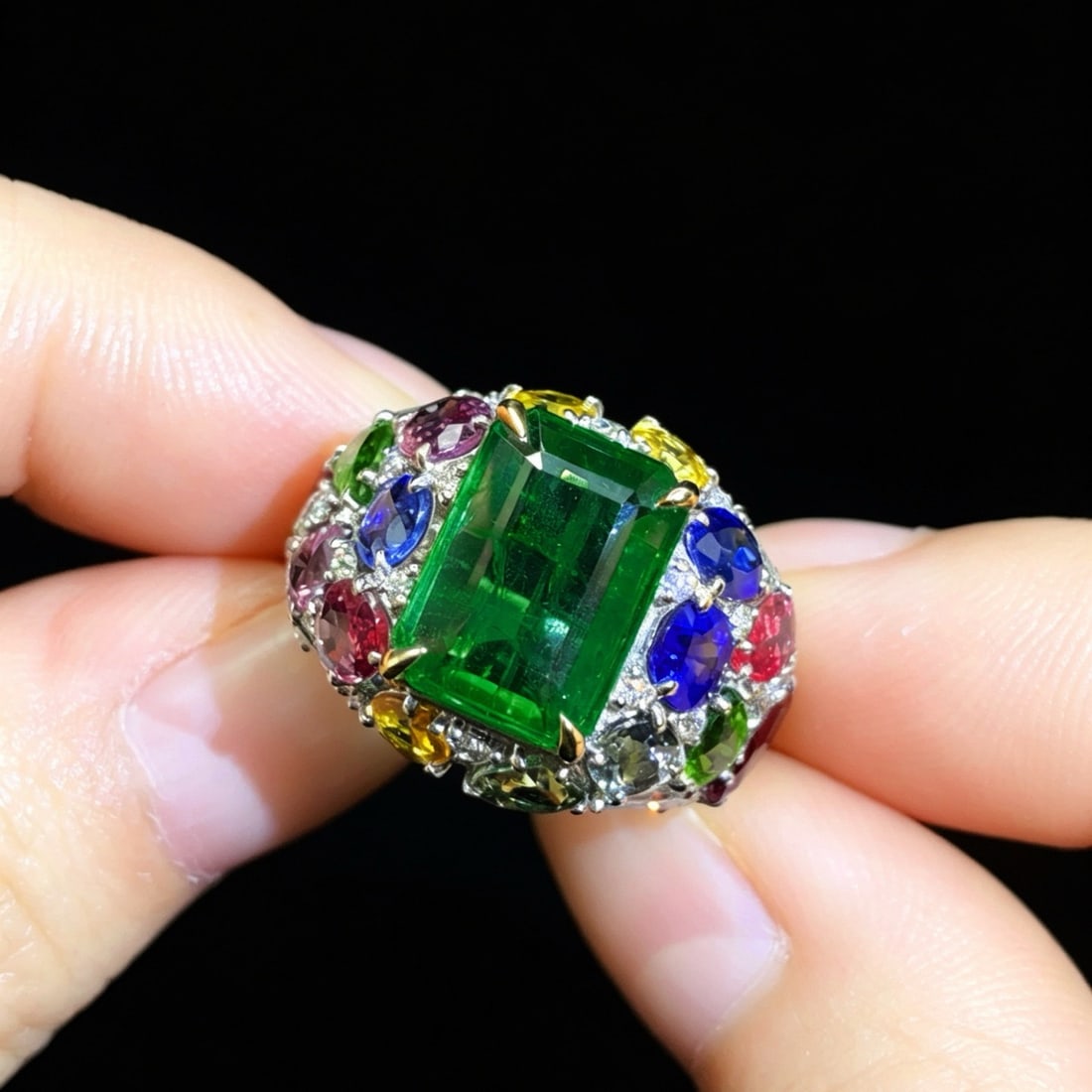 14k Gold 4.90 Ctw Natural Emerald & Diamond Ring - 3