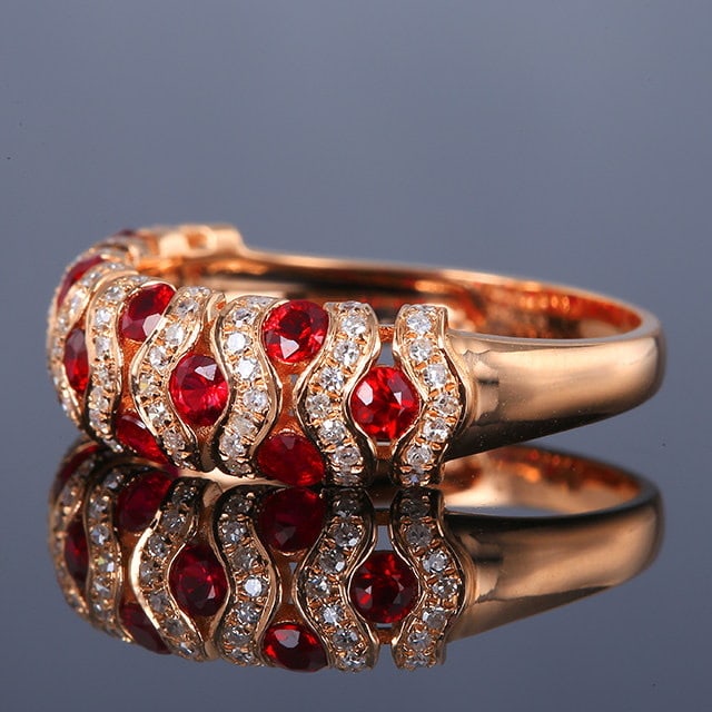 14k Gold 0.78 Ct Natural Ruby & Diamond Ring - 2