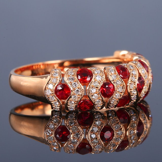 14k Gold 0.78 Ct Natural Ruby & Diamond Ring - 3