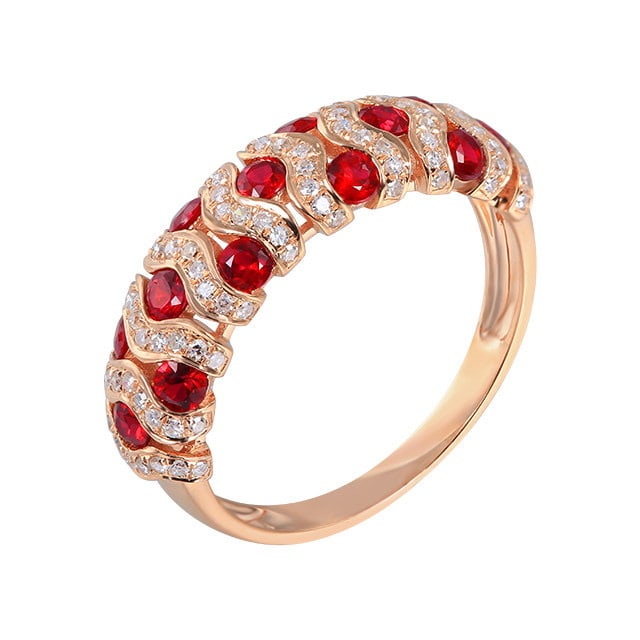 14k Gold 0.78 Ct Natural Ruby & Diamond Ring - 5