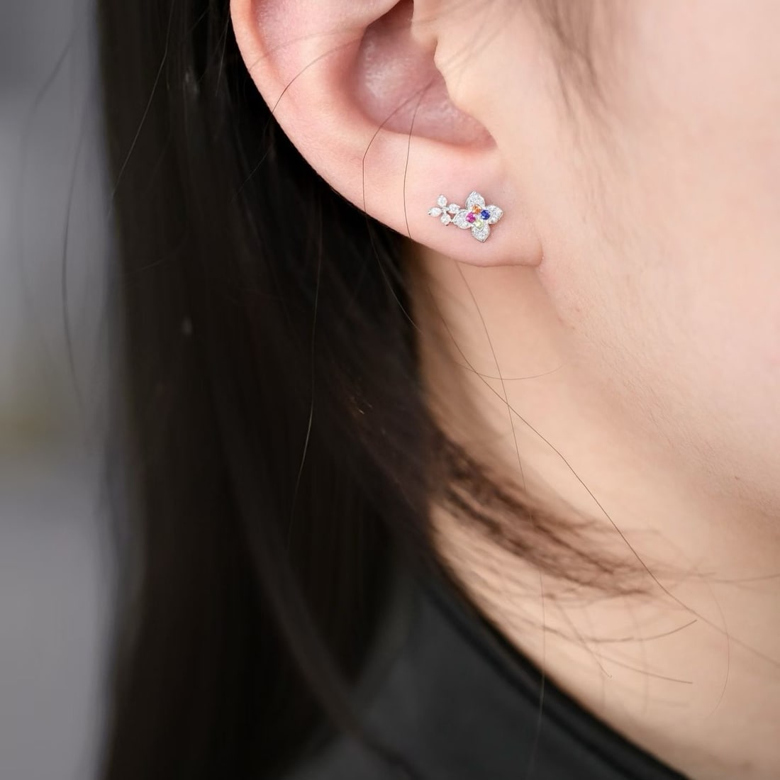 14k Gold 0.40 Ctw Natural Sapphire & Diamond Earrings - 5