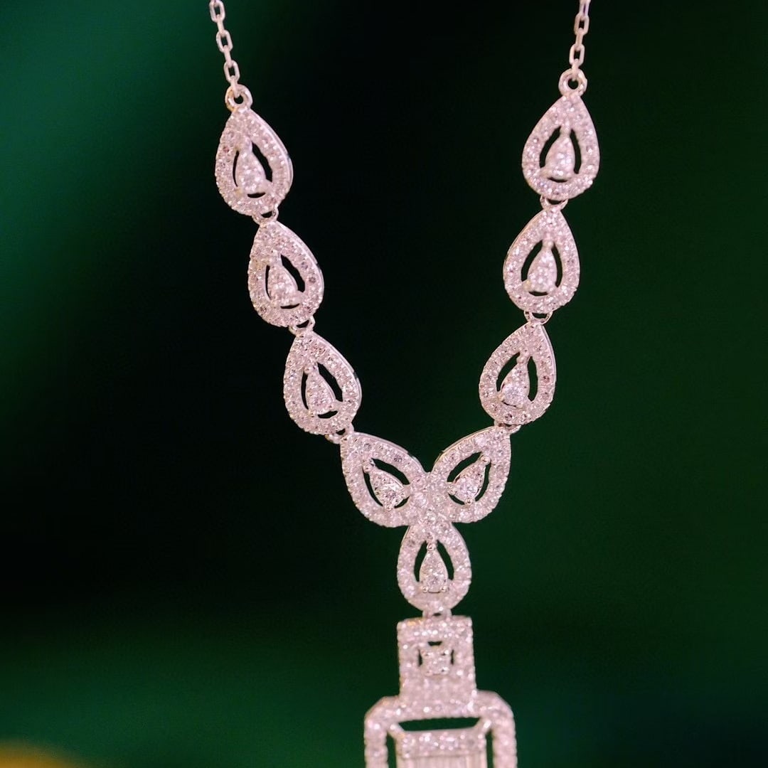 14K GOLD 1.15 CT NATURAL H DIAMOND NECKLACE - 2