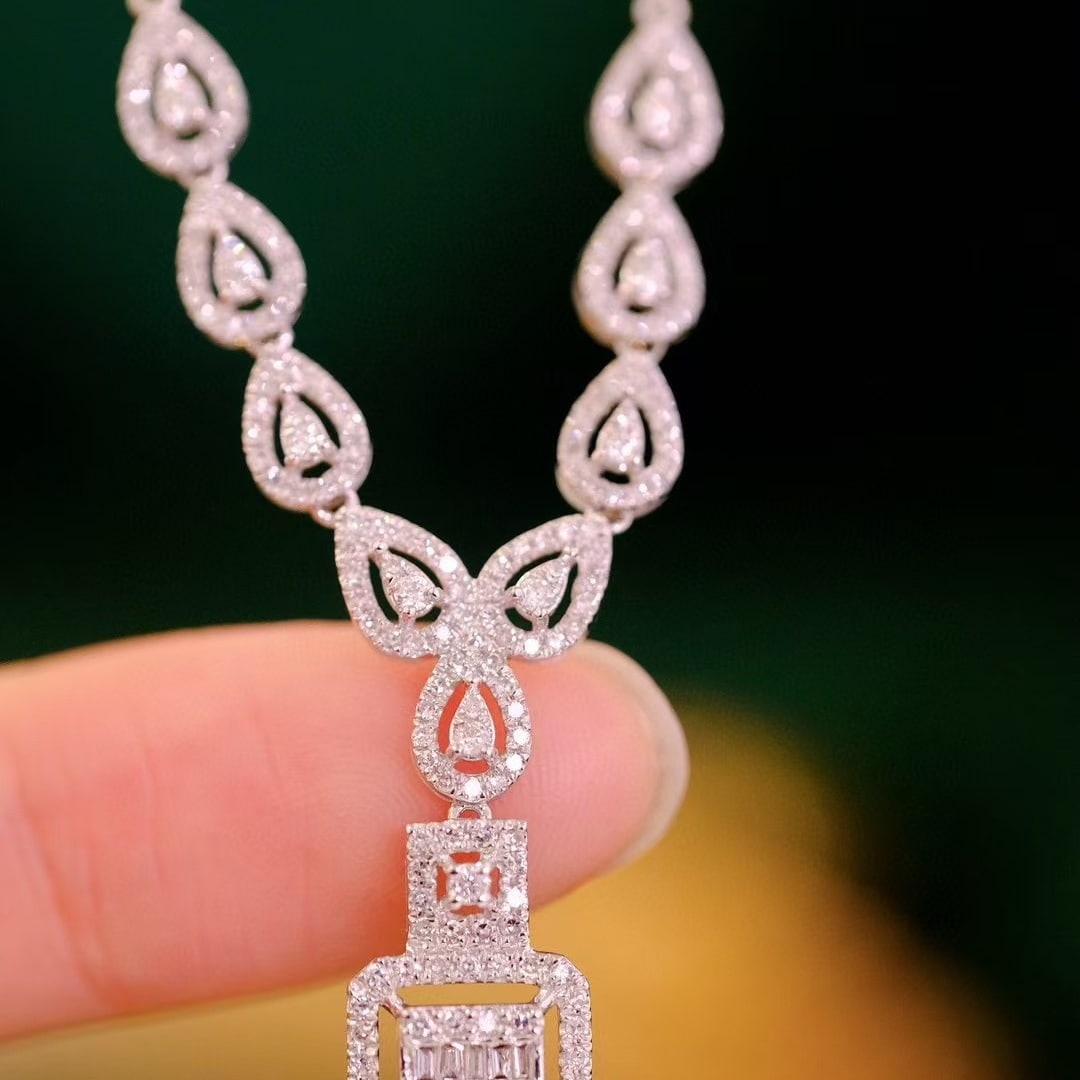 14K GOLD 1.15 CT NATURAL H DIAMOND NECKLACE - 3