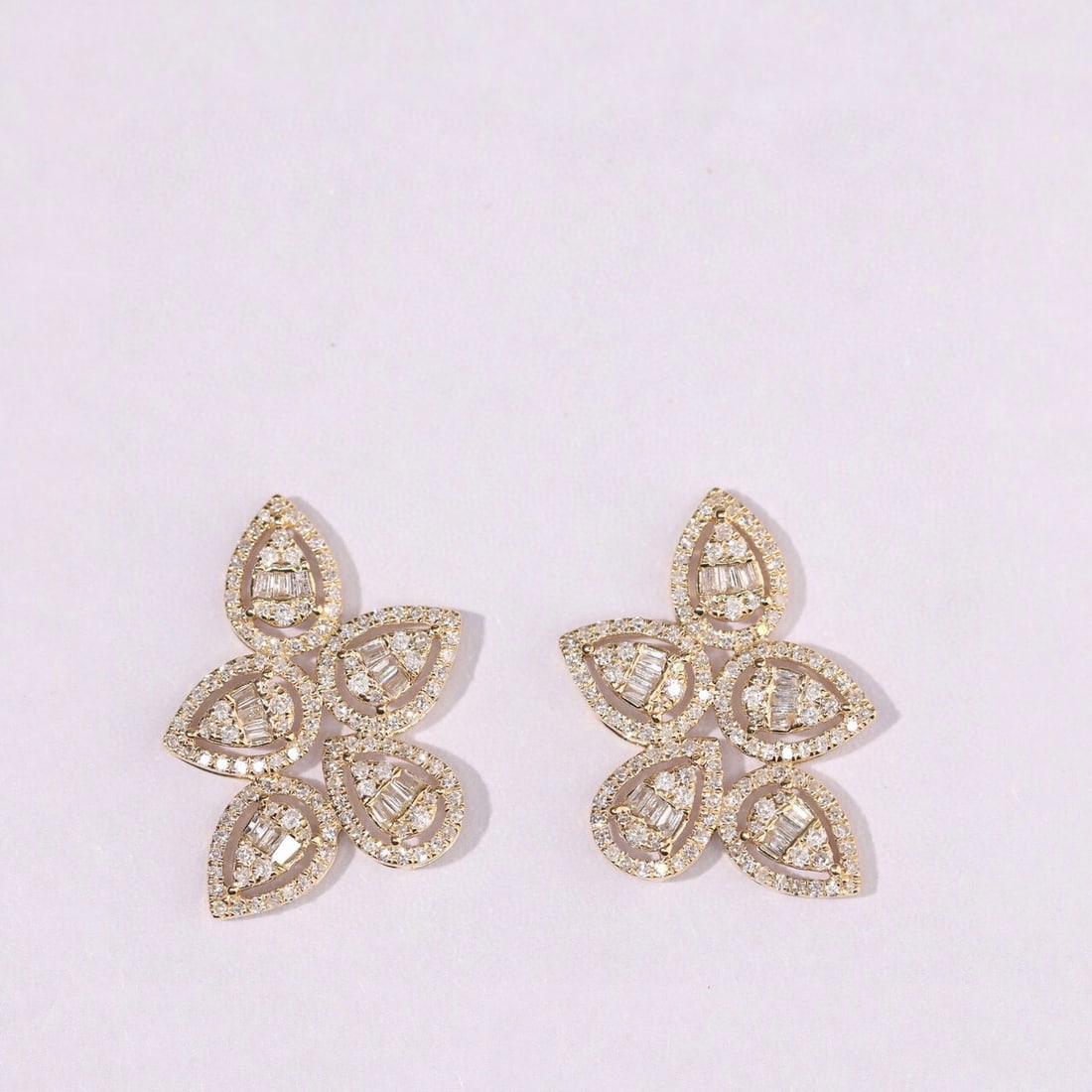 14k Gold 0.90 Ct Natural H Diamond Earrings - 7