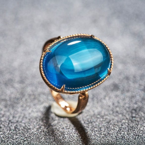 14k Gold 15.52 Ct Natural Topaz & Diamond Ring - 6