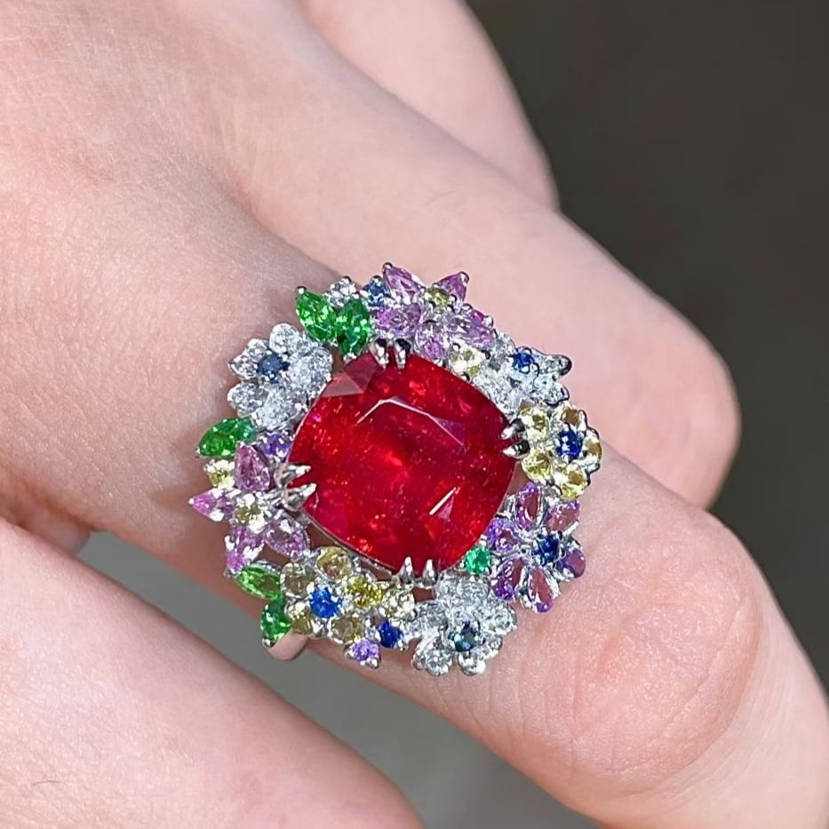 14k Gold 4.89 Ctw Natural Tourmaline & Coloured Gemstone Ring - 2