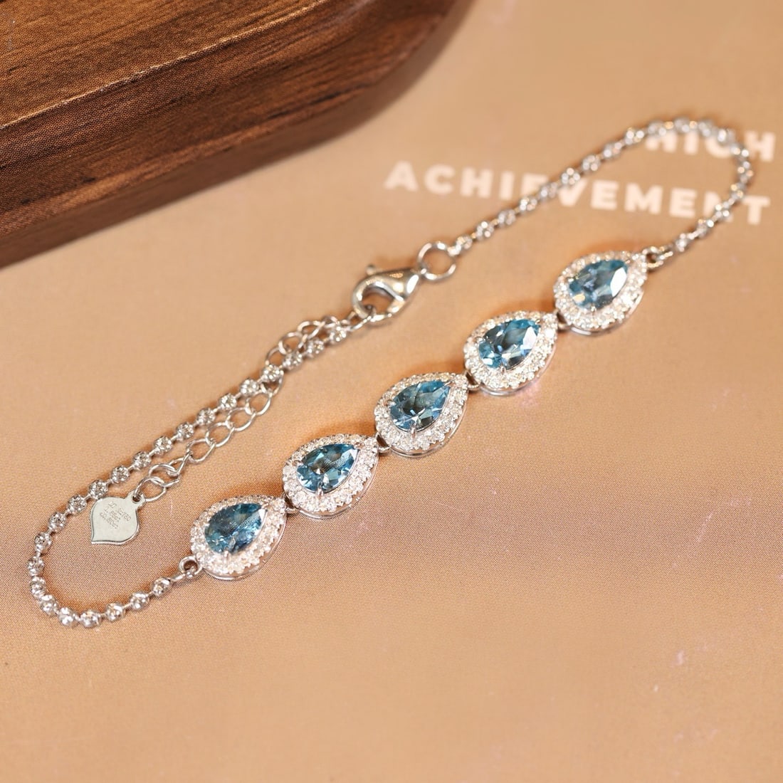 14k Gold 2.65 Ctw Natural Aquamarine & Diamond Bracelet - 4