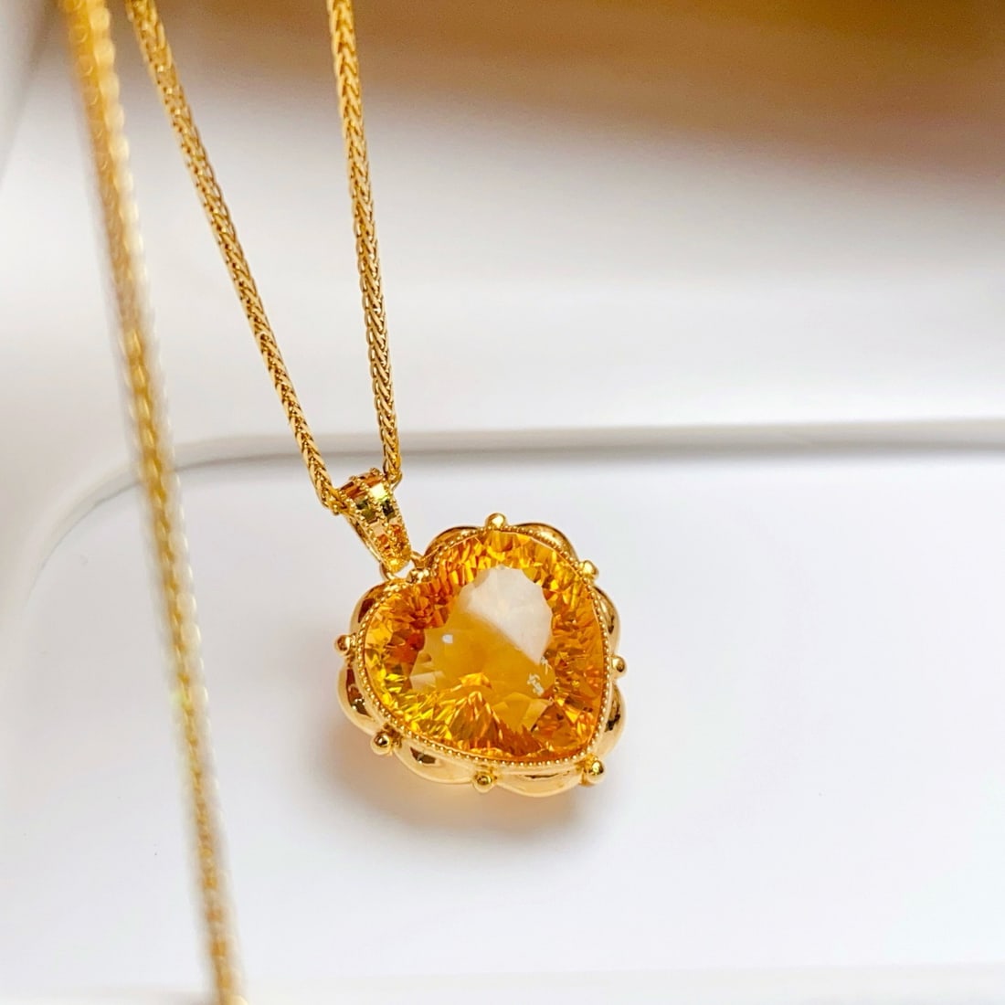 14k Gold 8.80 Ct Natural Citrine Pendant( Without Chain ) - 2