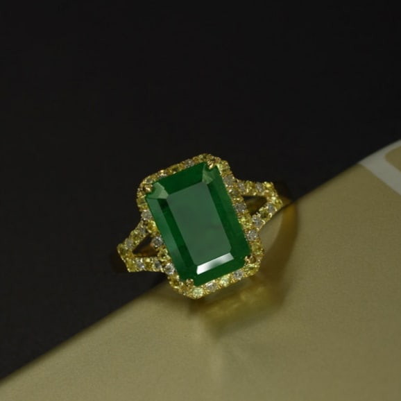 14k Gold 3.55 Ctw Natural Emerald & Diamond Ring - 4