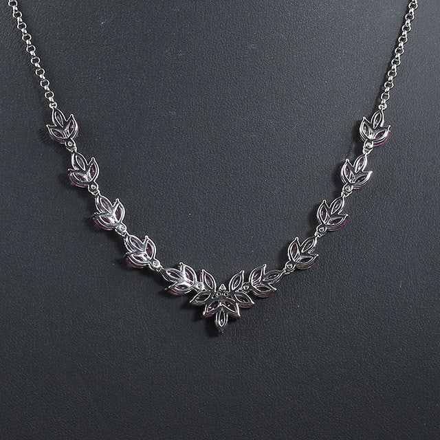 14k Gold 7.35 Ctw Natural Sapphire & Diamond Necklace - 4