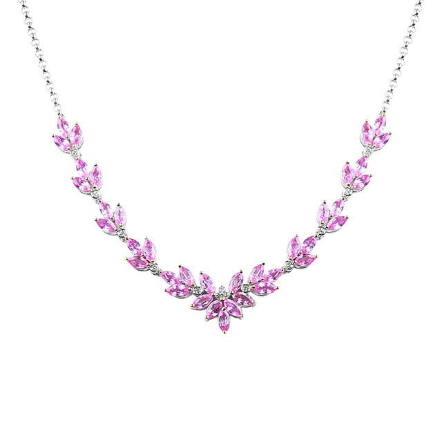 14k Gold 7.35 Ctw Natural Sapphire & Diamond Necklace - 5