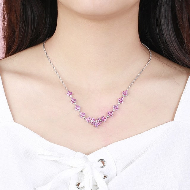 14k Gold 7.35 Ctw Natural Sapphire & Diamond Necklace - 6