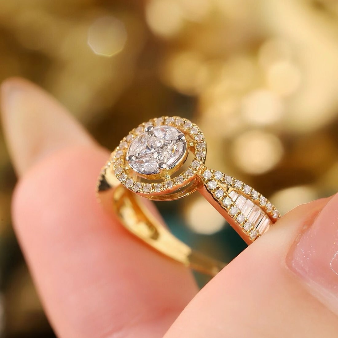 14k Gold 0.62 Ct Natural H Diamond Ring - 3