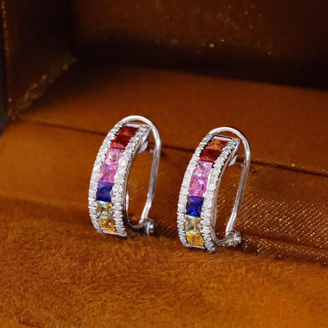14k Gold 1.68 Ctw Natural Sapphire & Diamond Earrings - 3
