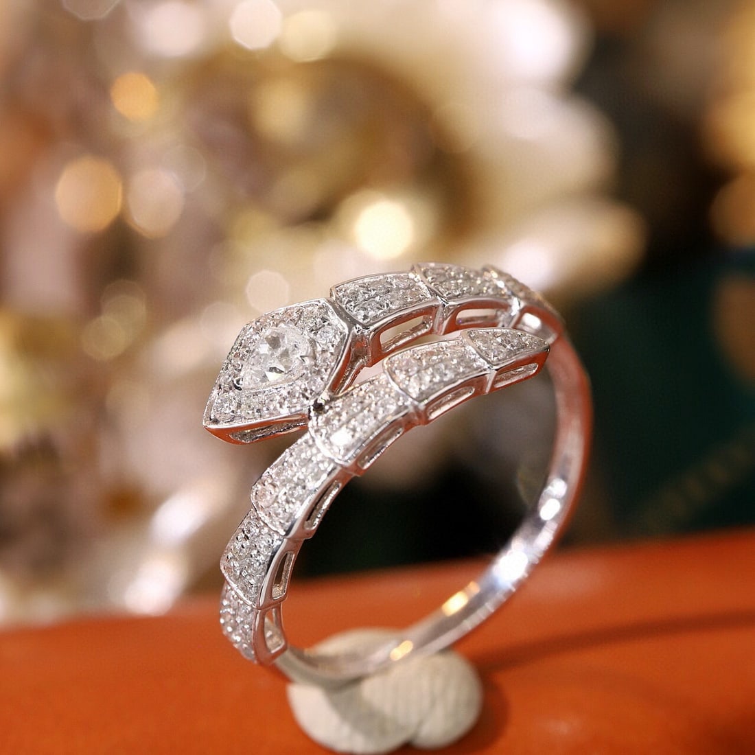 14k Gold 0.40 Ctw Natural H Diamond & Snake Ring - 3