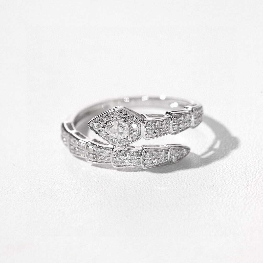 14k Gold 0.40 Ctw Natural H Diamond & Snake Ring - 7