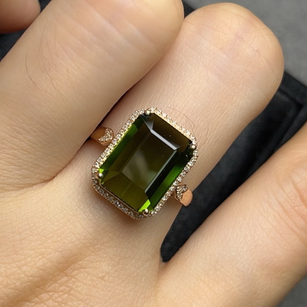 14k Gold 5.50 Ct Natural Tourmaline & Diamond Ring - 3