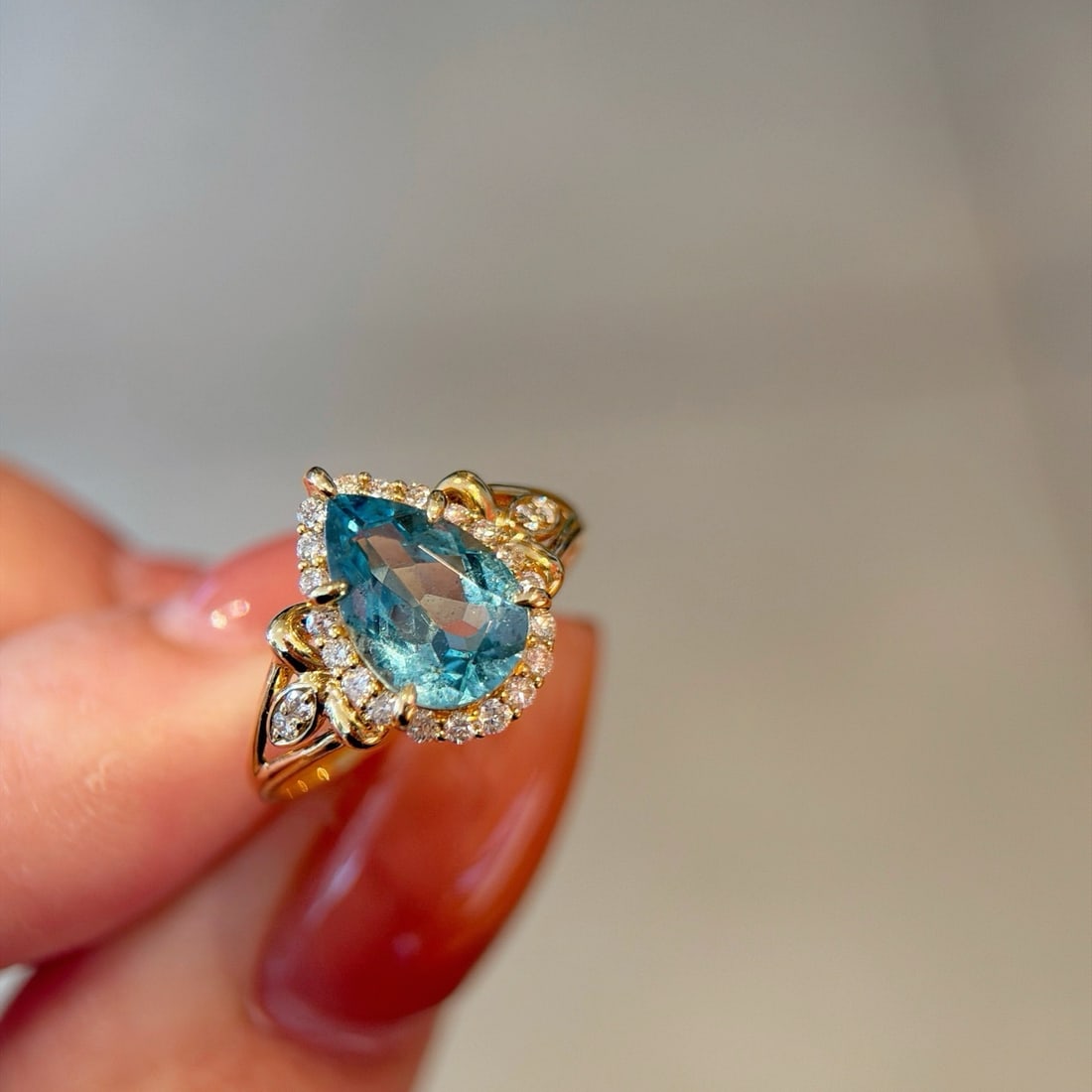 14k Gold 1.38 Ct Natural Aquamarine & Diamond Ring - 3