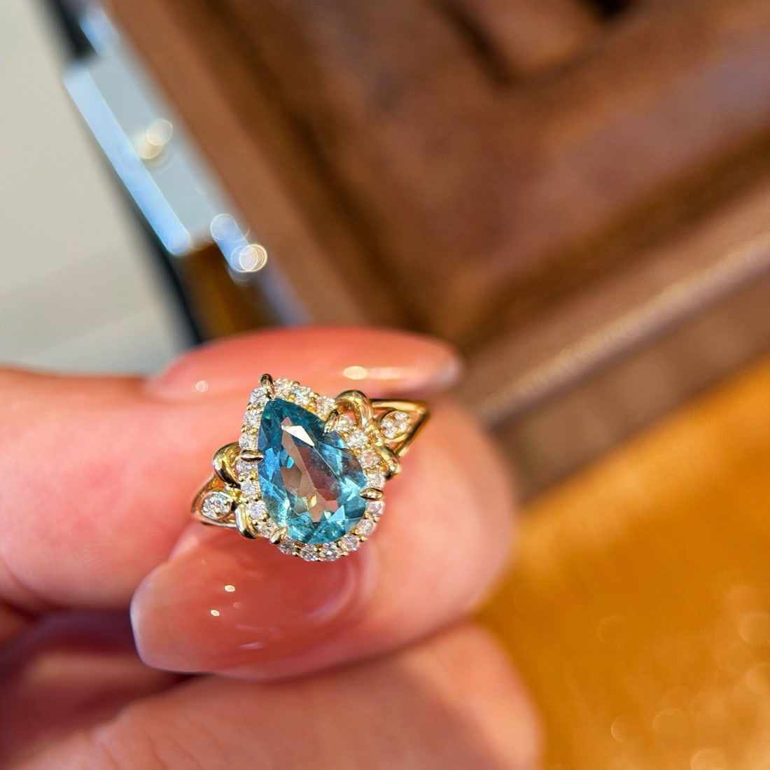 14k Gold 1.38 Ct Natural Aquamarine & Diamond Ring - 4