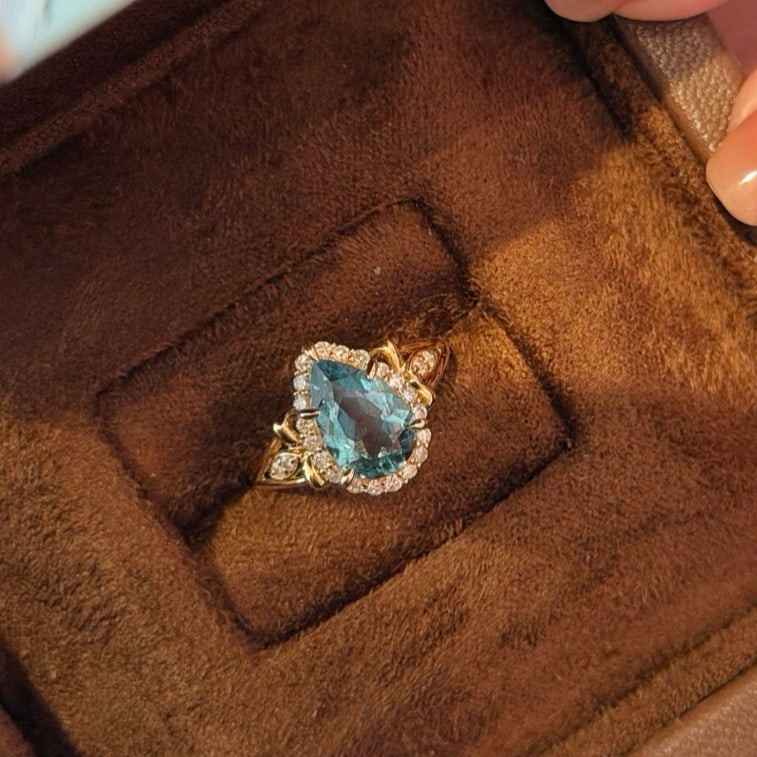 14k Gold 1.38 Ct Natural Aquamarine & Diamond Ring - 7