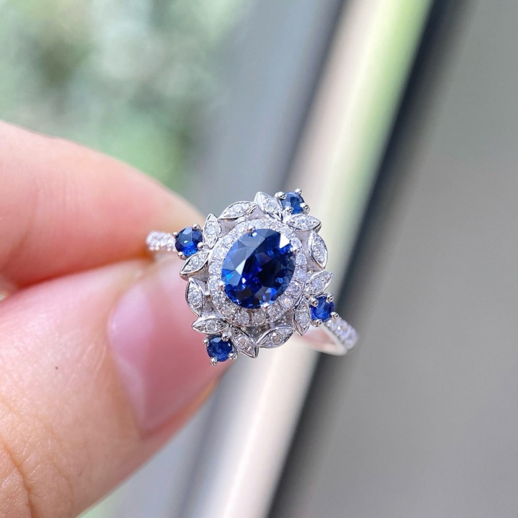 14k Gold 1.46 Ctw Natural Sapphire & Diamond Ring - 2
