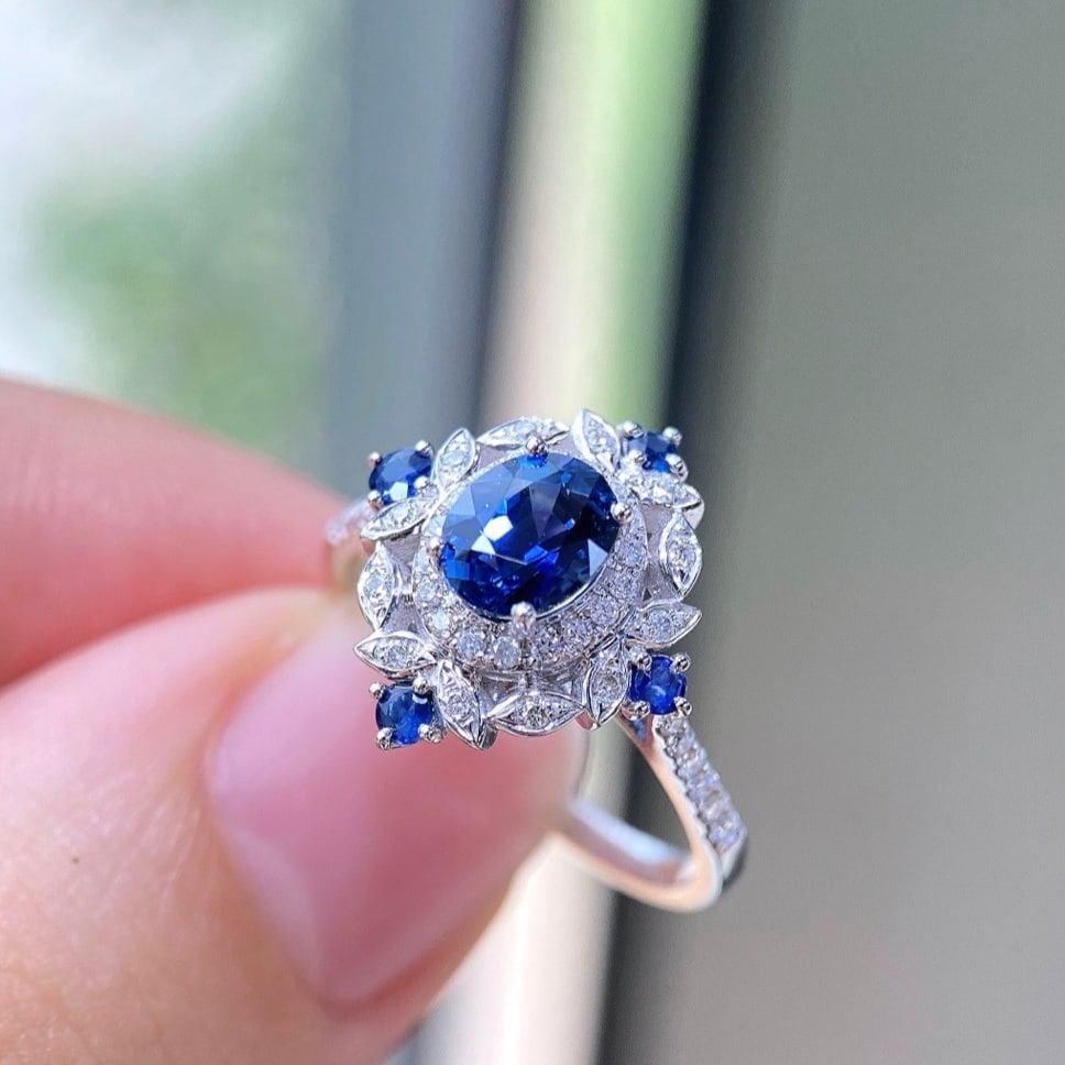 14k Gold 1.46 Ctw Natural Sapphire & Diamond Ring - 3