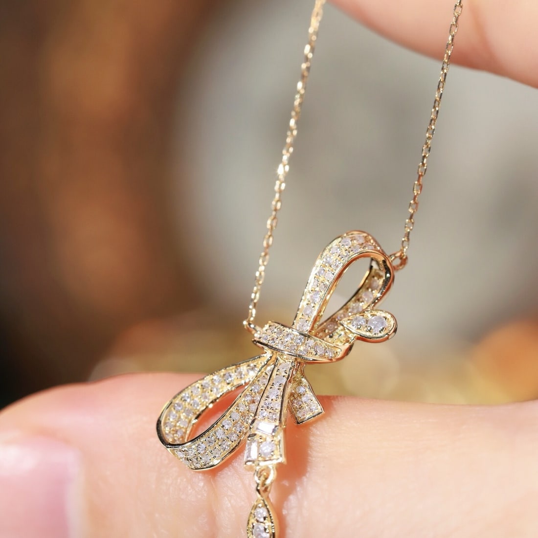 14k Gold 0.3 Ct Natural H Diamond Necklace - 6