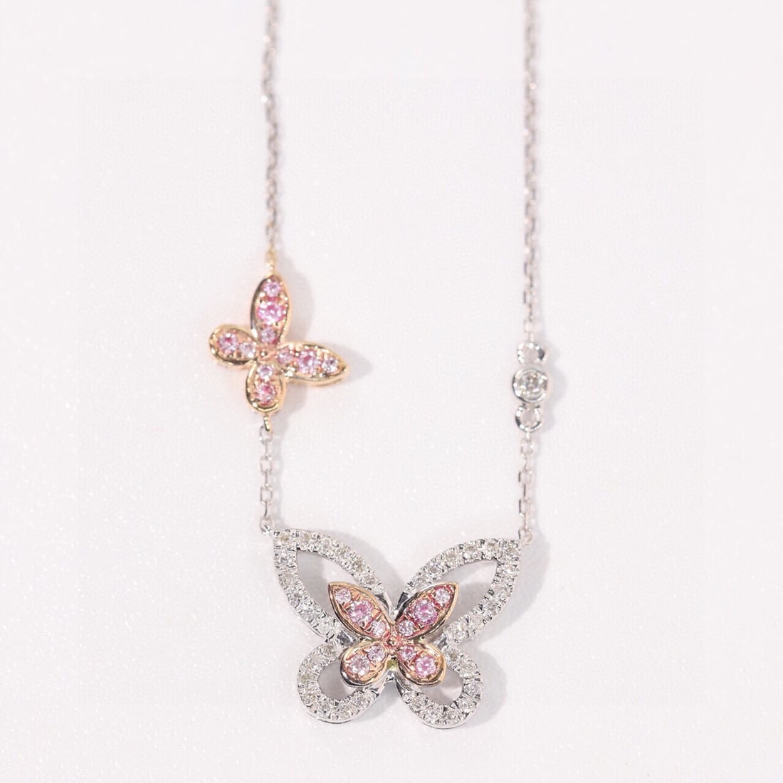 14k Gold 0.32 Ct Natural H Diamond & Butterfly Necklace - 6