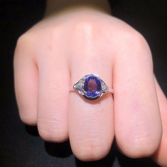 14k Gold 1.4 Ct Natural Tanzanite & Diamond Ring - 5