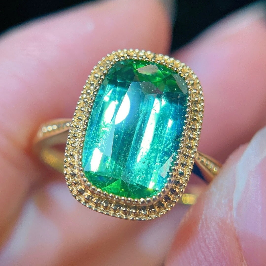 14k Gold 3.41 Ct Natural Tourmaline & Diamond Ring - 2