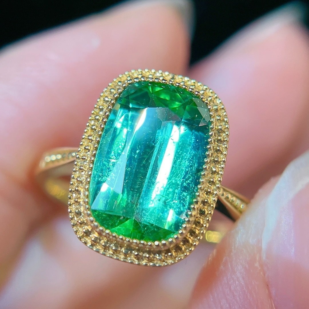 14k Gold 3.41 Ct Natural Tourmaline & Diamond Ring - 3