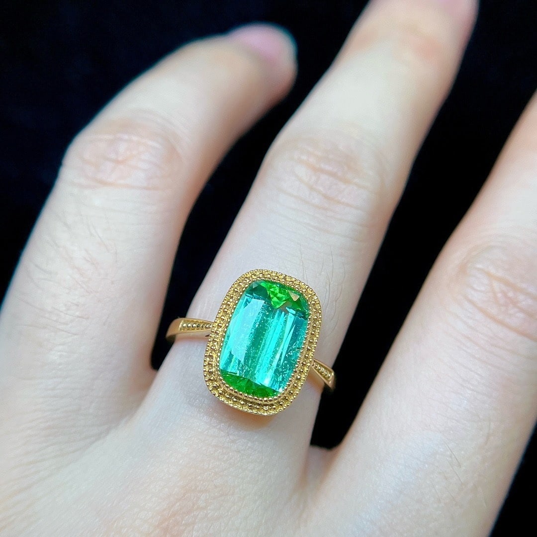14k Gold 3.41 Ct Natural Tourmaline & Diamond Ring - 6