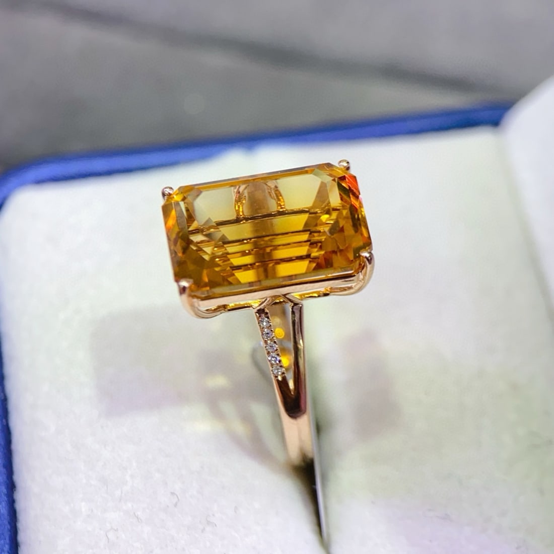 14k Gold 7.33 Ctw Natural Citrine & Diamond Ring - 4