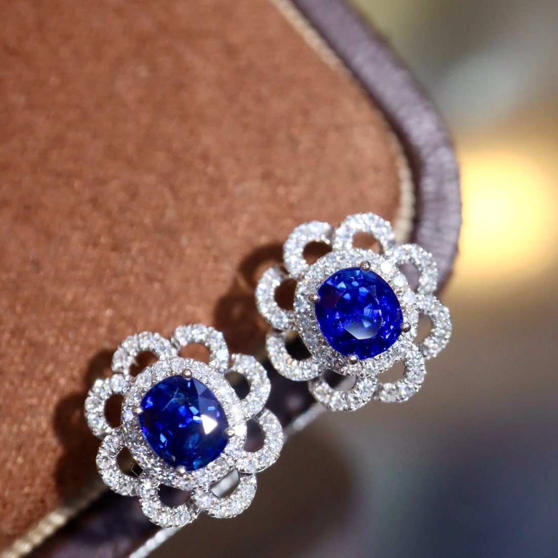 14k Gold 1.23 Ctw Natural Sapphire & Diamond Earrings - 6