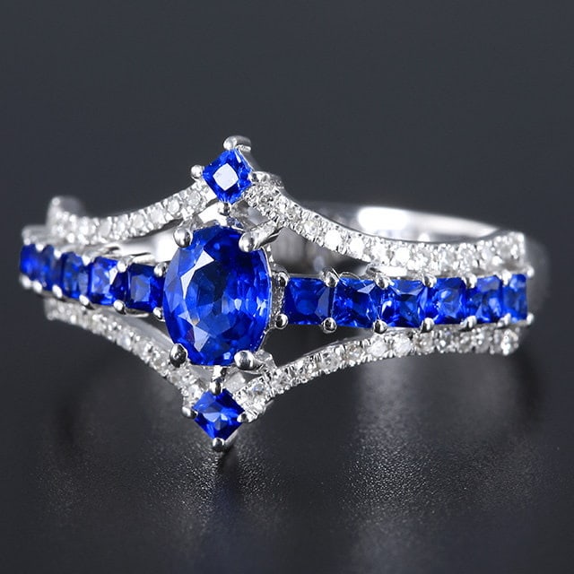 14k Gold 1.17 Ctw Natural Sapphire & Diamond Ring - 2