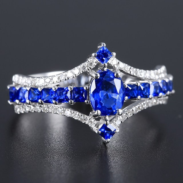 14k Gold 1.17 Ctw Natural Sapphire & Diamond Ring - 3